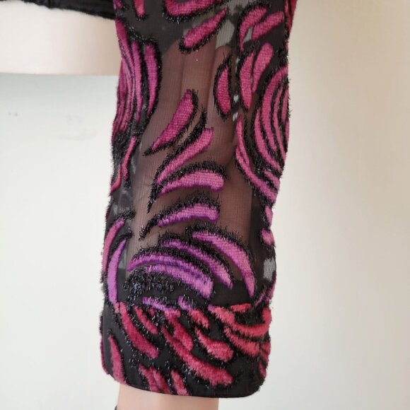 Vintage Hobby Horse Long Sleeve Floral Crop Top Size L Semi Sheer Show USA - Picture 7 of 7